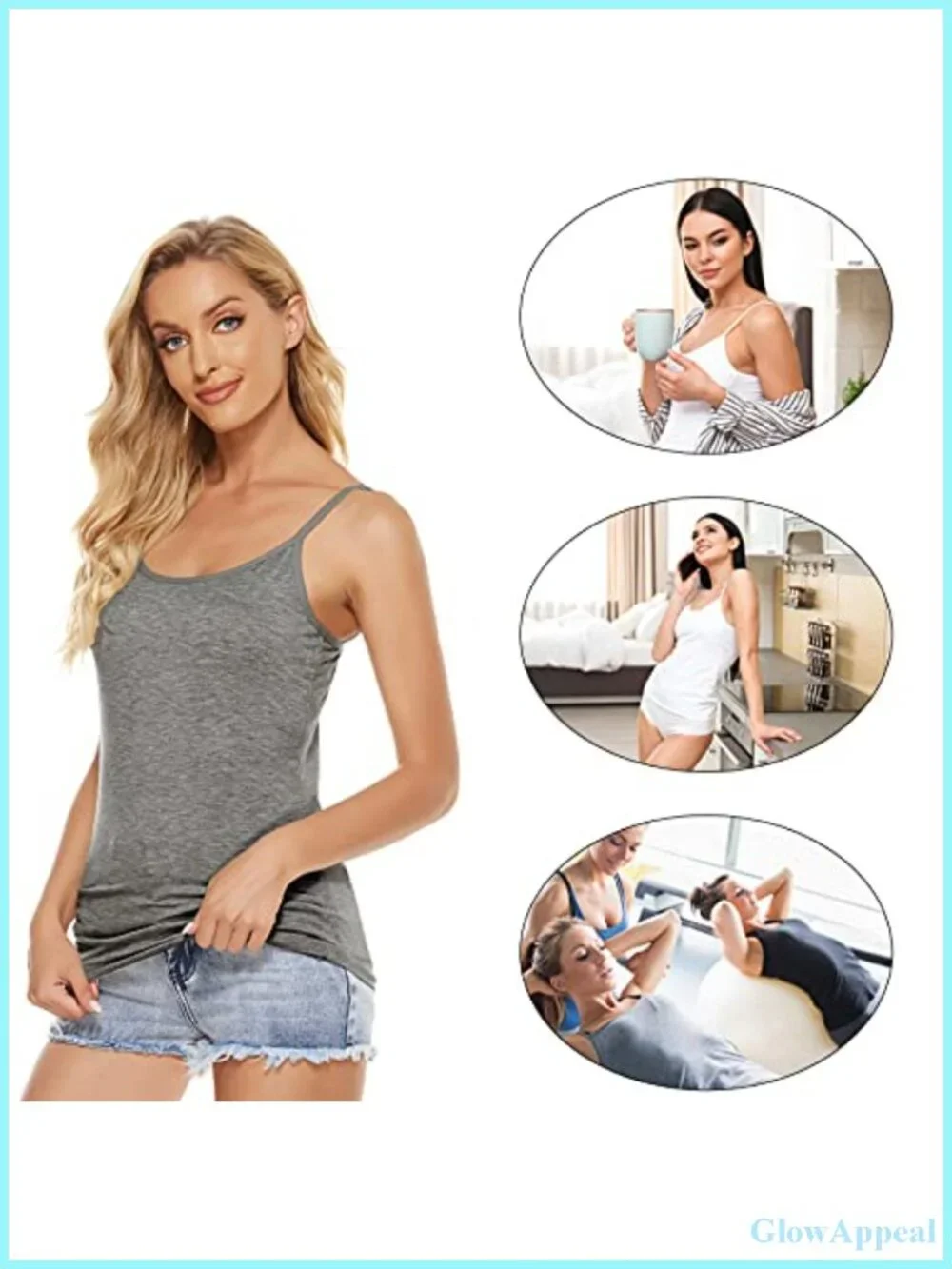 5 Pack Women's Camisole Tank Top Undershirt Spaghetti Strap Basic Camisoles